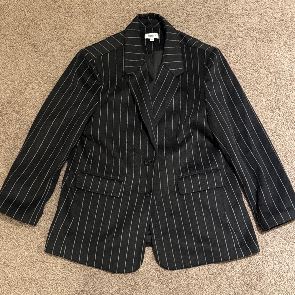 Pistola Charcoal Blazer with White Stripes